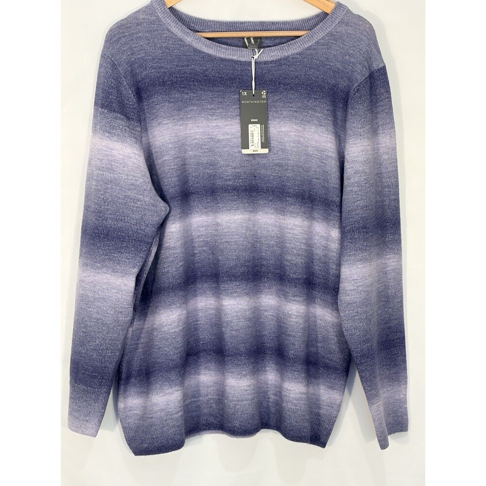 Women’s Worthington Purple Stripe Sweater. Size 1X